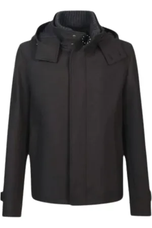 HERNO Jassen, Heren, Zwart, XL, Wol, Wool Blend Capuchonjas