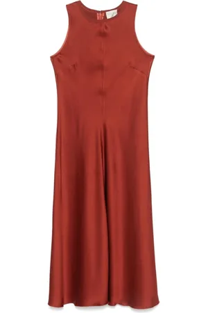 FORTE FORTE Kleedjes, Dames, Rood, S, Rode Mouwloze Jurk met Ronde Hals