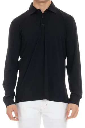 HERNO Tops, Heren, Blauw, L, Wol, Long Sleeve Wool Polo