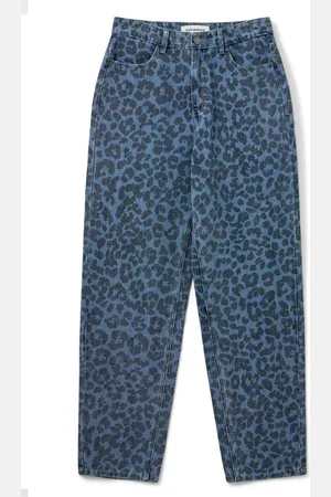 Sofie Schnoor Jeans, Dames, Blauw, M, Denim, Blauwe Denim Mom Jeans met Luipaardprint