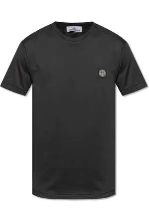 Stone Island Tops, Heren, Zwart, S, Katoen, Logo T-Shirt