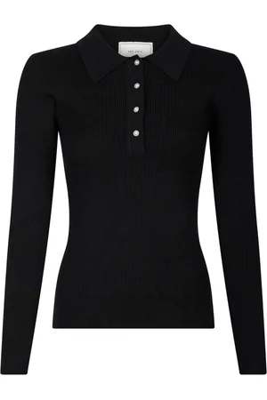 Neo Noir Truien, Dames, Zwart, L, Polyester, Gestebreide trui met parelknopen