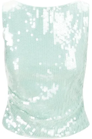 Staud Tops, Dames, Groen, M, Polyester, Paillet Eton Top