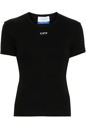OFF-WHITE Tops, Dames, Zwart, XS, Rib Basic Tee
