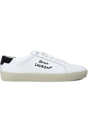 Saint Laurent Schoenen, Heren, Wit, 43 1/2 EU, Leer, Court Classic Sl/06 Embroidered Sneakers