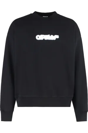 OFF-WHITE Sweatshirts & Hoodies, Heren, Zwart, XL, Katoen, Maxi Print Katoenen Sweatshirt