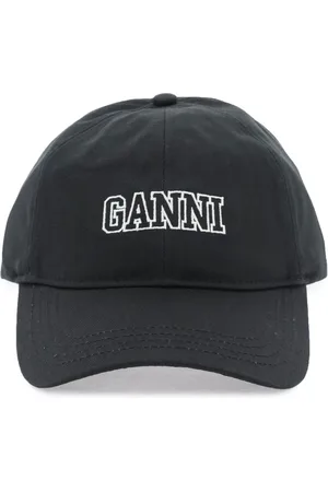 Ganni Accessoires, Dames, Zwart, ONE Size, Katoen, Cap met geborduurd logo