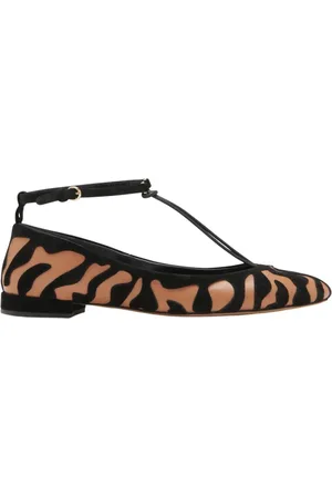 ULLA JOHNSON Schoenen, Dames, Bruin, 36 EU, Leer, Dierenprint Ballerina Schoenen