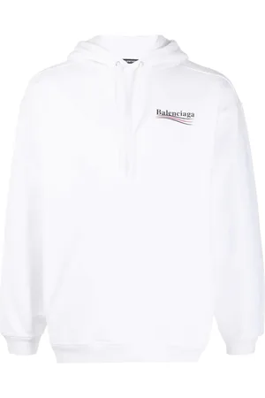Balenciaga Sweatshirts & Hoodies, Heren, Wit, M, Katoen, Political Campaign Logo Hoodie