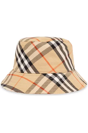 Burberry Accessoires, Heren, Veelkleurig, S, Leer, Gecontroleerde Bucket Hat