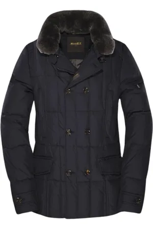 MOORER Jassen, Heren, Blauw, 4Xl, Polyester, Gewatteerde Dubbelgeslagen Winterjas