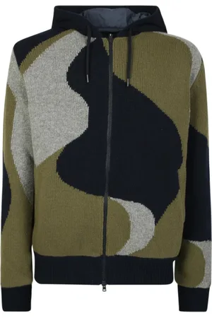 HERNO Sweatshirts & Hoodies, Heren, Blauw, L, Katoen, Blauwe Cardigan