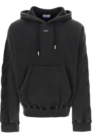 OFF-WHITE Sweatshirts & Hoodies, Heren, Grijs, XS, Katoen, Faded Cotton Hoodie met Grafische Print