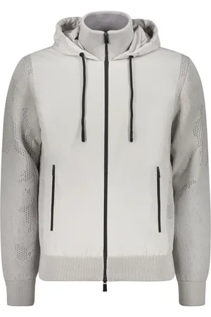 HERNO Jassen, Heren, Grijs, L, Wol, Technical Zip Jacket met Capuchon