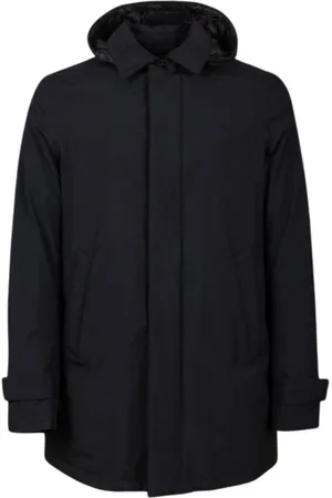 HERNO Jassen, Heren, Blauw, 5Xl, Polyester, Gore 2-laags Carcoat met Capuchon