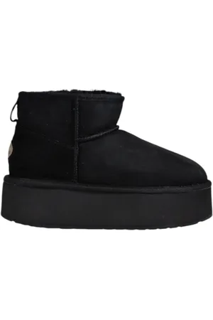 Emu Schoenen, Dames, Zwart, 40 EU, Leer, Micro Flatform Dames Laarzen