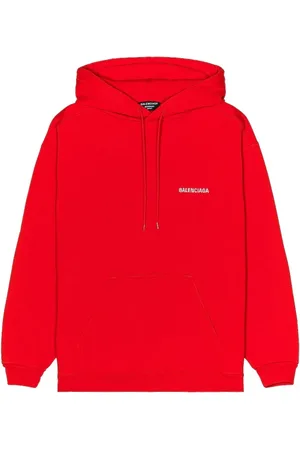 Balenciaga Sweatshirts & Hoodies, Heren, Rood, S, Katoen, Hoodie met geborduurd logo