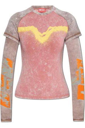Diesel Tops, Dames, Roze, L, Katoen, T-shirt T-Ironica