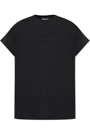 Dolce & Gabbana Tops, Heren, Zwart, XS, Katoen, T-shirt met logo