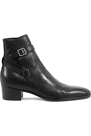 Saint Laurent Schoenen, Heren, Zwart, 40 EU, Leer, Klassieke leren enkellaarsjes