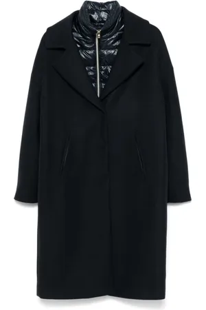HERNO Mantels, Dames, Blauw, M, Wol, Padded Collar Coat