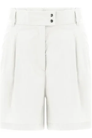 HERNO Korte broeken, Dames, Wit, M, Katoen, Lichte Katoenen Stretch Shorts