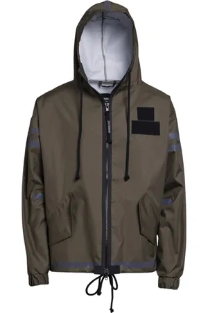 Stutterheim Jassen, Heren, Groen, S, Katoen, Korte capuchon regenjas met rits