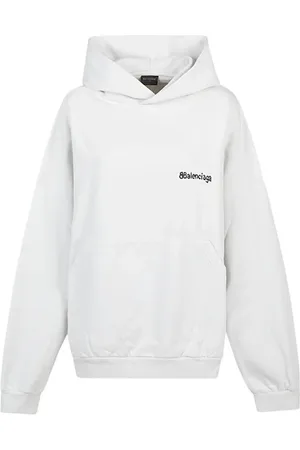 Balenciaga Sweatshirts & Hoodies, Dames, Wit, M, Katoen, BB Corp Katoenen Hoodie