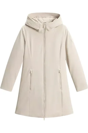 Woolrich Mantels, Dames, , M, Tech Softshell Jas met Capuchon en Eendenveren