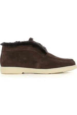 santoni Schoenen, Dames, Bruin, 37 1/2 EU, Suède, Donkerbruine Suède Enkellaarsjes
