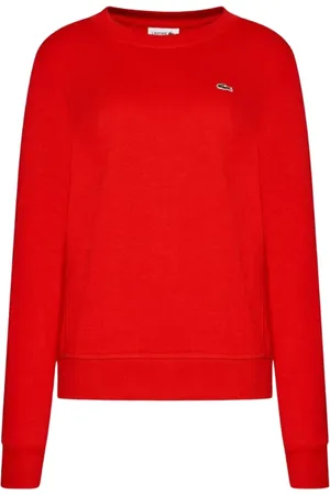 Lacoste Sweatshirts & Hoodies, Dames, Rood, 2Xl, Katoen, Classic Crew-Neck Rode Sweatshirt