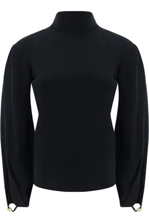 Chloé Truien, Dames, Zwart, L, Wol, Zwarte Wollen Trui met Uitsnijddetail