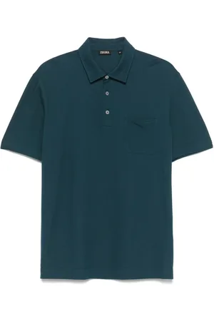 Ermenegildo Zegna Tops, Heren, Blauw, 2Xl, Katoen, Blauw poloshirt met borstzak