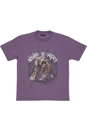 Vision Of Super Tops, Heren, Paars, M, Katoen, Paarse Tiger Print Tee Heren T-Shirt