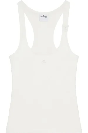 Courrèges Tops, Dames, Wit, L, Katoen, Witte Top Dameskleding
