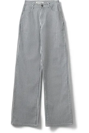 Sofie Schnoor Jeans, Dames, Blauw, M, Blauw Gestreepte Wijde Pijp Jeans Broek