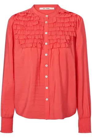 RUE de FEMME Blouses & Shirts, Dames, Rood, M, Vrouwelijke Blouse met Ruchedetails