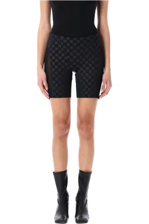 MISBHV Korte broeken, Dames, Zwart, S, Monogram Biker Shorts met Mesh Panelen