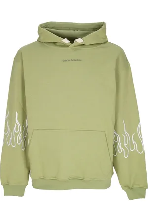 Vision Of Super Sweatshirts & Hoodies, Heren, Groen, S, Katoen, Groene Flame Hoodie Lichtgewicht Sweatshirt