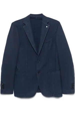 LUIGI BIANCHI MANTOVA Jassen, Heren, Blauw, 2Xl, Navy Blauwe Knoopjas