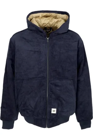 Caterpillar Jassen, Heren, Blauw, XL, Katoen, Blauwe Nacht Fluweel Gewatteerde Jas