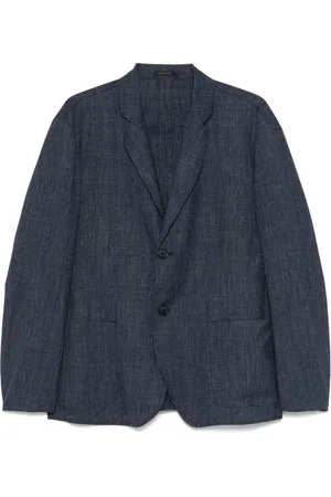 Giorgio Armani Jassen, Heren, Blauw, L, Blauwe Knoopjas met Zakken