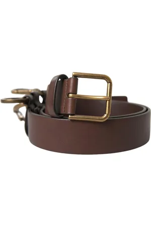 Dolce & Gabbana Accessoires, Heren, Bruin, 90 CM, Leer, Gouden Gesp Leren Riem Stijlvolle Mannen