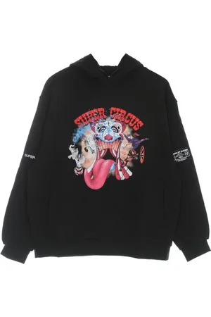 Vision Of Super Sweatshirts & Hoodies, Heren, Zwart, L, Katoen, Zwarte Oversized Hoodie met Tongprint