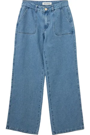 Sofie Schnoor Jeans, Dames, Blauw, XL, Denim, Denim Wide Leg High Waist Jeans