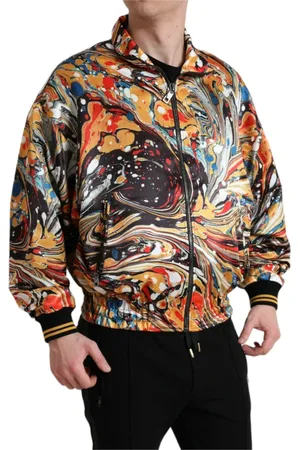 Dolce & Gabbana Jassen, Heren, Veelkleurig, L, Polyester, Kleurrijke Abstracte Bomberjack