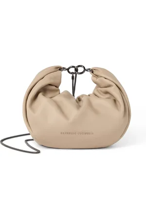 Brunello Cucinelli Tassen, Dames, , ONE Size, Leer, Zachte Leren Hobo Tas met Ketting