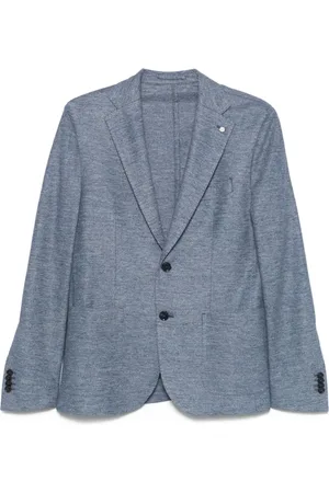 LUIGI BIANCHI MANTOVA Jassen, Heren, Blauw, L, Heldere Blauwe Jas Knoopsluiting Zakken