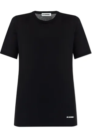 Jil Sander Tops, Dames, Zwart, XS, Katoen, T-shirt met logo