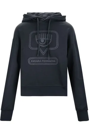 Chiara Ferragni Sweatshirts & Hoodies, Dames, Zwart, M, Katoen, Hoodie met Glitter Logo Print